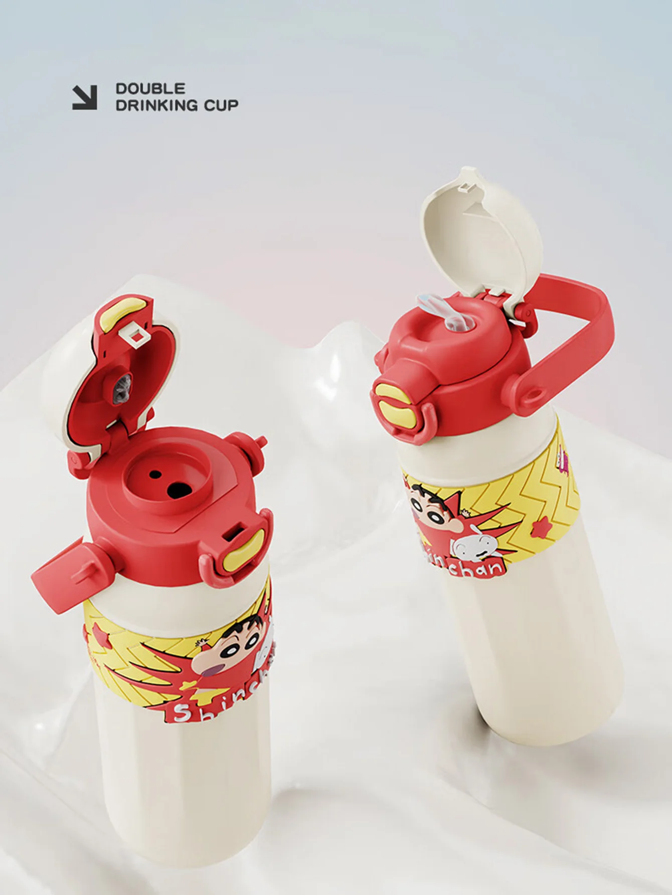 Crayon Shin-Chan Insulated Cup, Baby-Grade 316L Stainless Steel, Insulated Hot and Cold Water Bottle, Direct Drinking Straw Cup, Dual-Use Children's School Water Bottle, High-Value New Model
