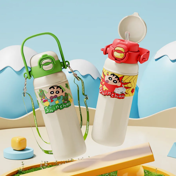 Crayon Shin-Chan Insulated Cup, Baby-Grade 316L Stainless Steel, Insulated Hot and Cold Water Bottle, Direct Drinking Straw Cup, Dual-Use Children's School Water Bottle, High-Value New Model