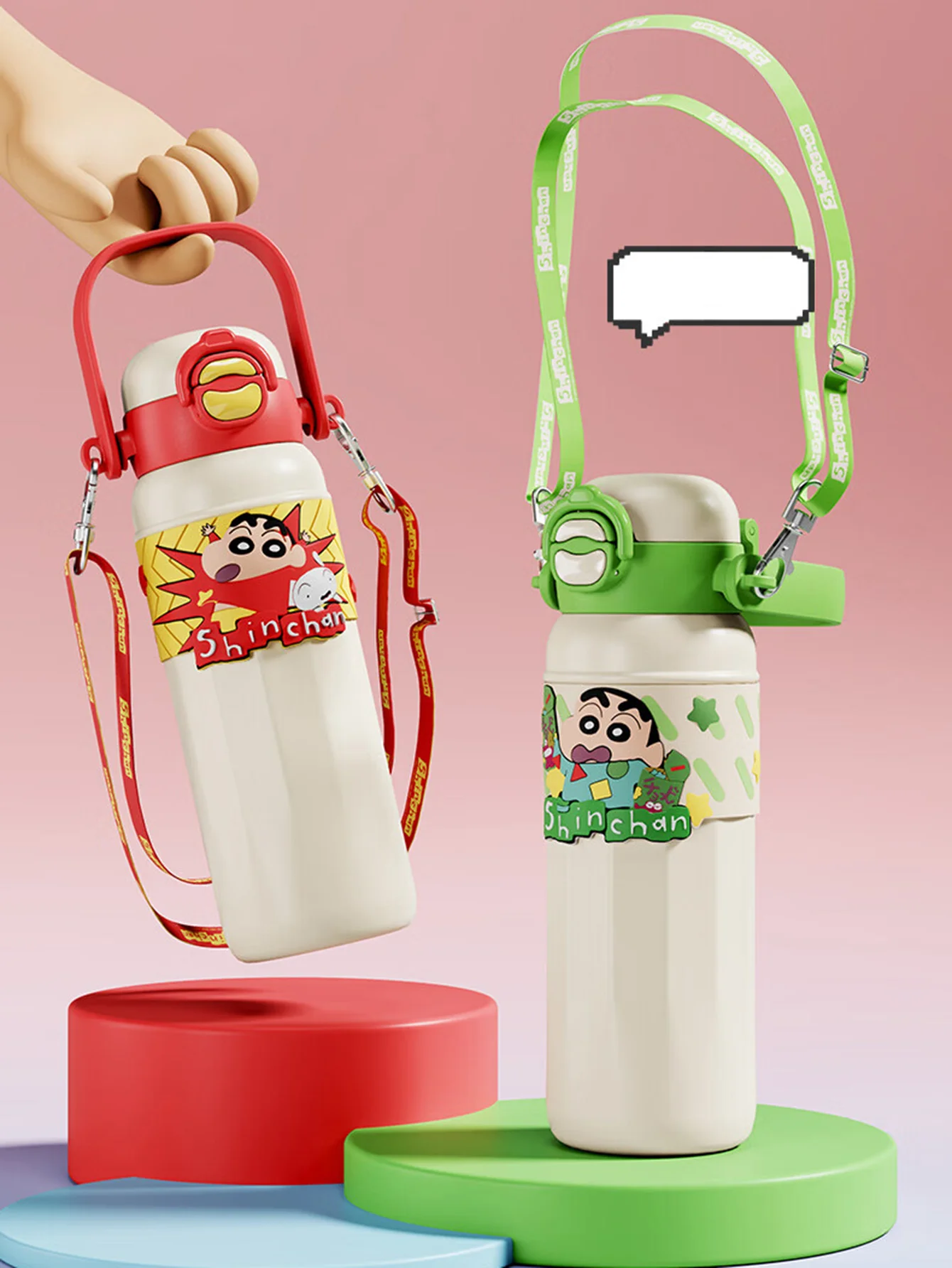Crayon Shin-Chan Insulated Cup, Baby-Grade 316L Stainless Steel, Insulated Hot and Cold Water Bottle, Direct Drinking Straw Cup, Dual-Use Children's School Water Bottle, High-Value New Model