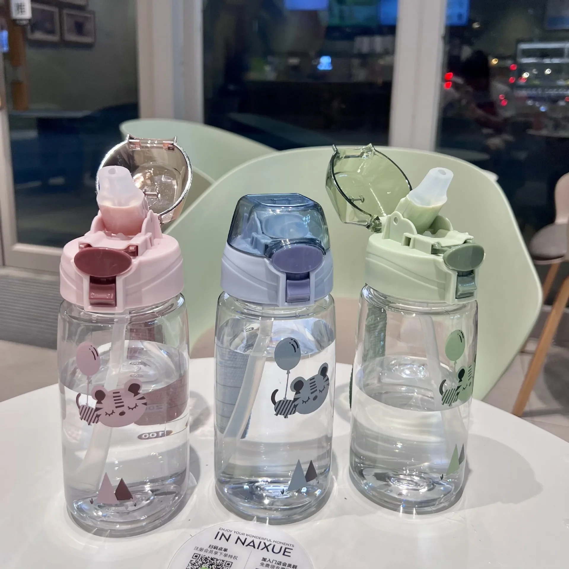 550ml Kids Sippy Cup Water Bottles Creative Cartoon Feeding with Straws and Lids Spill Proof Portable Toddlers Beverage Cups