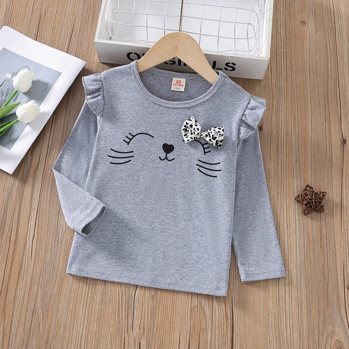 Spring Autumn Girls T-shirt Cotton Tops For Kids Cartoon Children Shirts Long Sleeve Baby Blouse Toddler Bottom Clothing