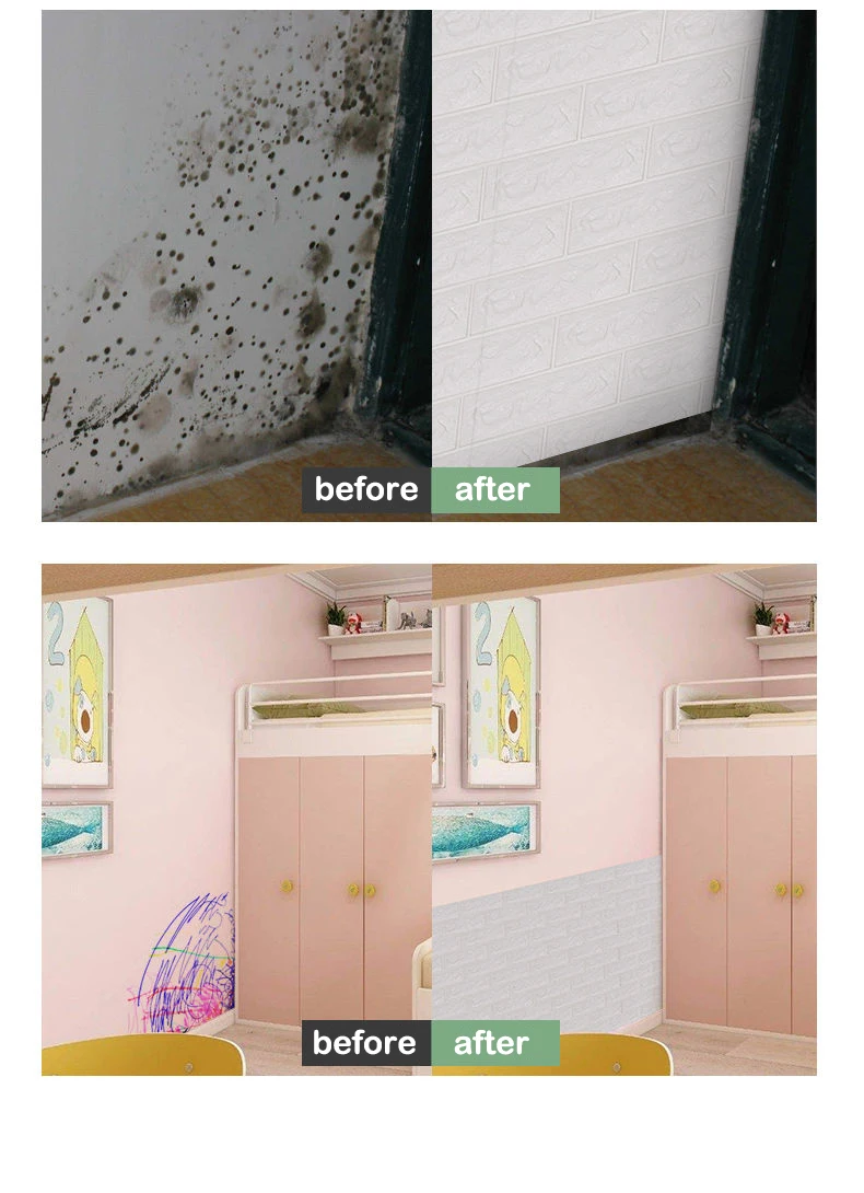 5-30pcs 35cm*30cm DIY Self-adhesive 3D Wall Stickers For Bedroom Waterproof Home Decor Background Foam Brick Wallpaper