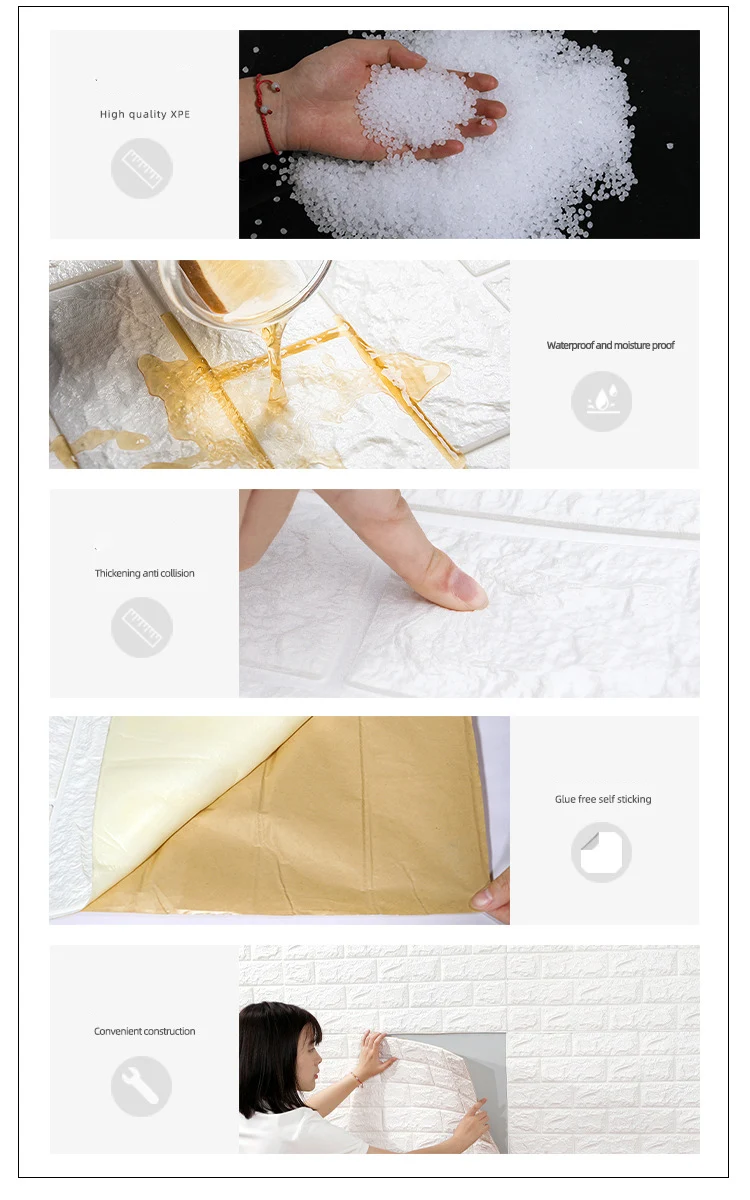 5-30pcs 35cm*30cm DIY Self-adhesive 3D Wall Stickers For Bedroom Waterproof Home Decor Background Foam Brick Wallpaper