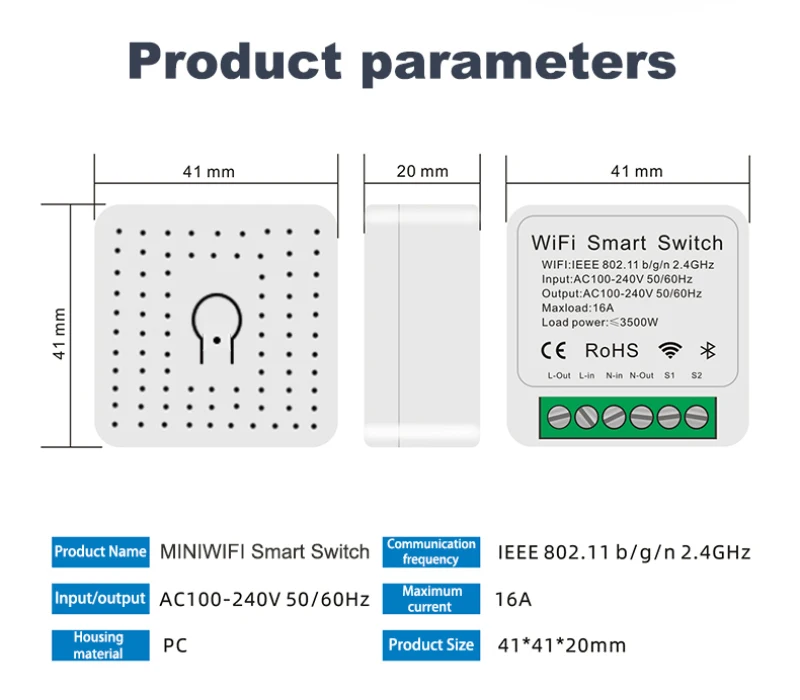 EWeLink Wifi Smart Switch Mini 16A 2way Control Smart Home Breaker Wireless Remote Voice Control Alexa Google Home
