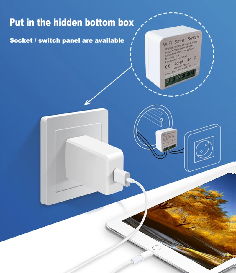 EWeLink Wifi Smart Switch Mini 16A 2way Control Smart Home Breaker Wireless Remote Voice Control Alexa Google Home