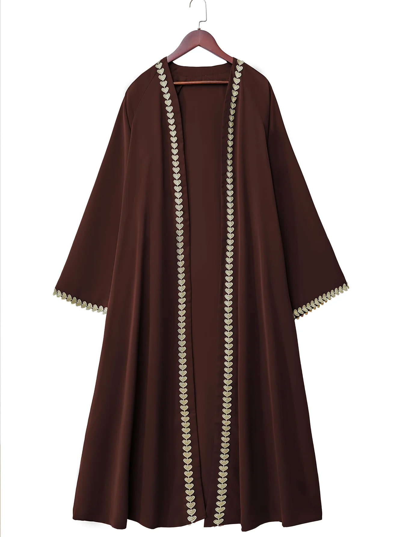 Muslim Womens Black Abaya with Gold Heart Loose Robe for Islamic Modest Fashion Daily Wear Prayers Weddings Religious Events