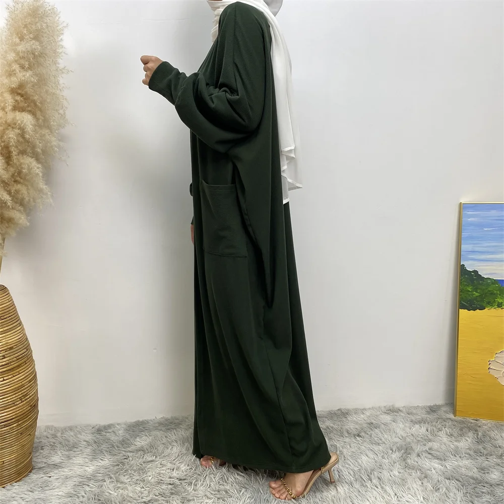 Modest Abaya Ramadan Muslim Fashion Dubai Abaya Long Hijab Dresses with Belt Islam Clothing Abayas African Dresses for Women Kaf