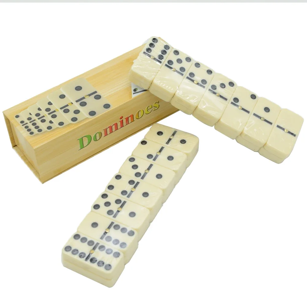 New Dominoes Set Entertainment Recreational Travel Game Blocks Wooden Building Learning Educational Toy Dot Dominoes Board Game