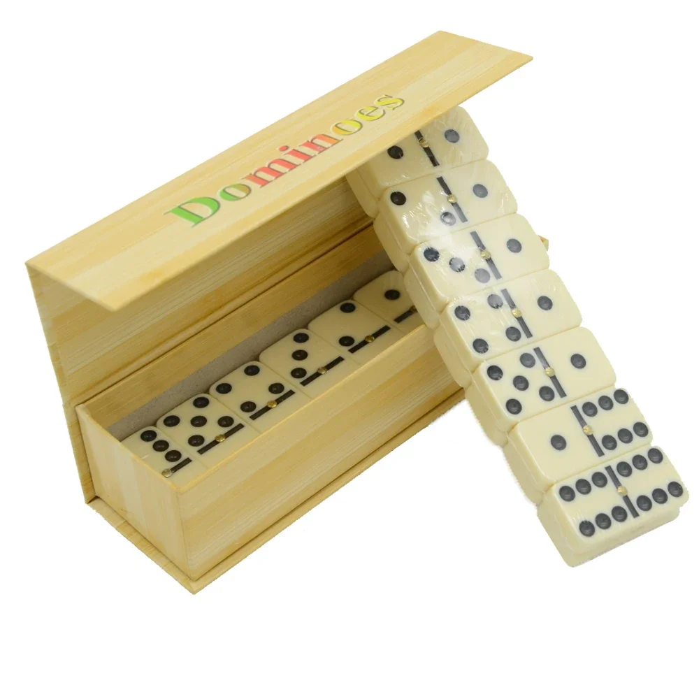New Dominoes Set Entertainment Recreational Travel Game Blocks Wooden Building Learning Educational Toy Dot Dominoes Board Game