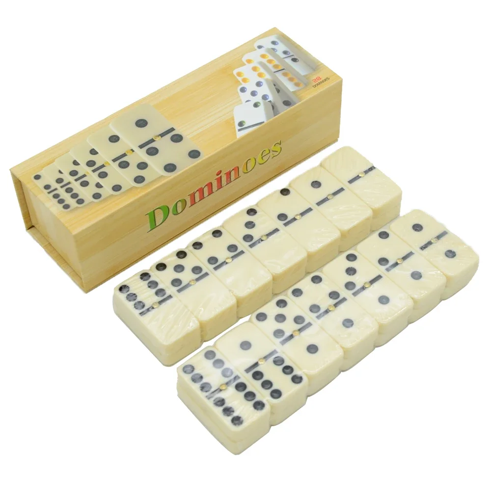 New Dominoes Set Entertainment Recreational Travel Game Blocks Wooden Building Learning Educational Toy Dot Dominoes Board Game