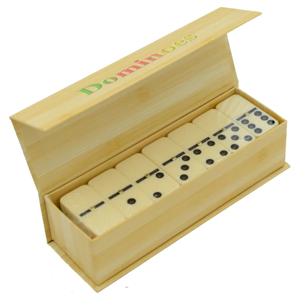 New Dominoes Set Entertainment Recreational Travel Game Blocks Wooden Building Learning Educational Toy Dot Dominoes Board Game