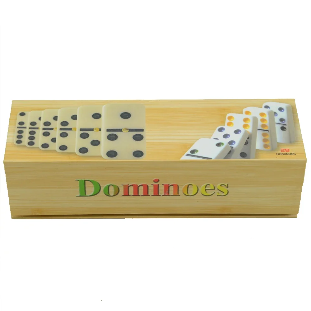 New Dominoes Set Entertainment Recreational Travel Game Blocks Wooden Building Learning Educational Toy Dot Dominoes Board Game