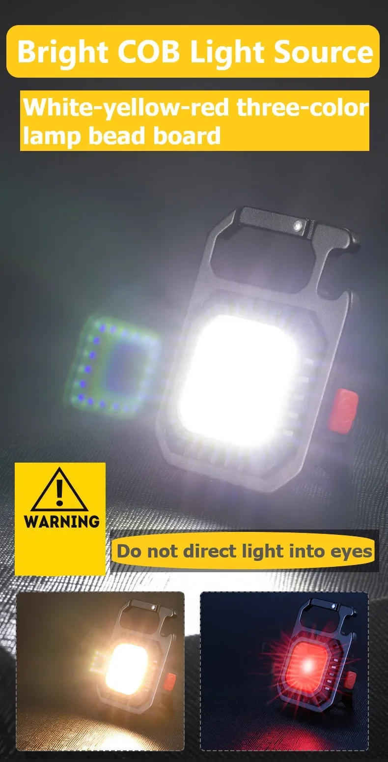 Portable Mini LED Flashlight USB C Rechargeable Keychain Light Multifunctional Work Light Outdoor Camping Lantern Fishing Torch