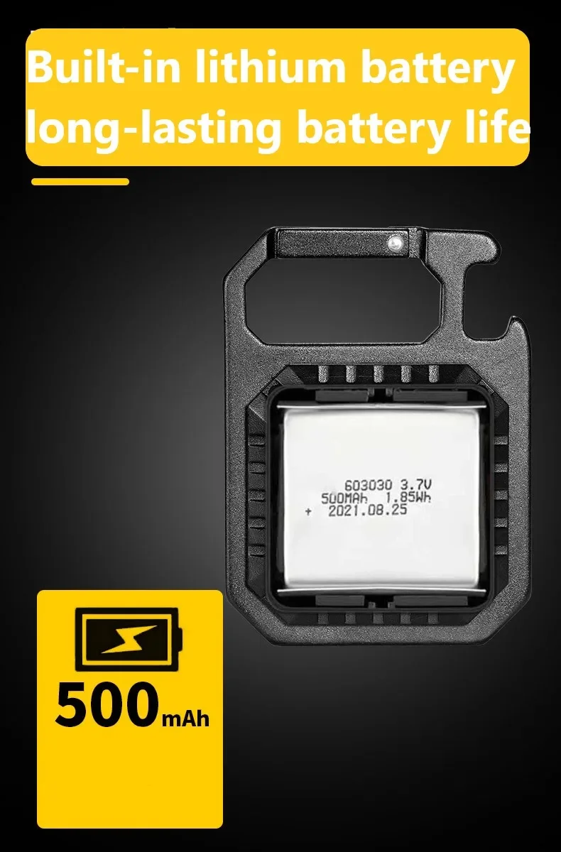 Portable Mini LED Flashlight USB C Rechargeable Keychain Light Multifunctional Work Light Outdoor Camping Lantern Fishing Torch