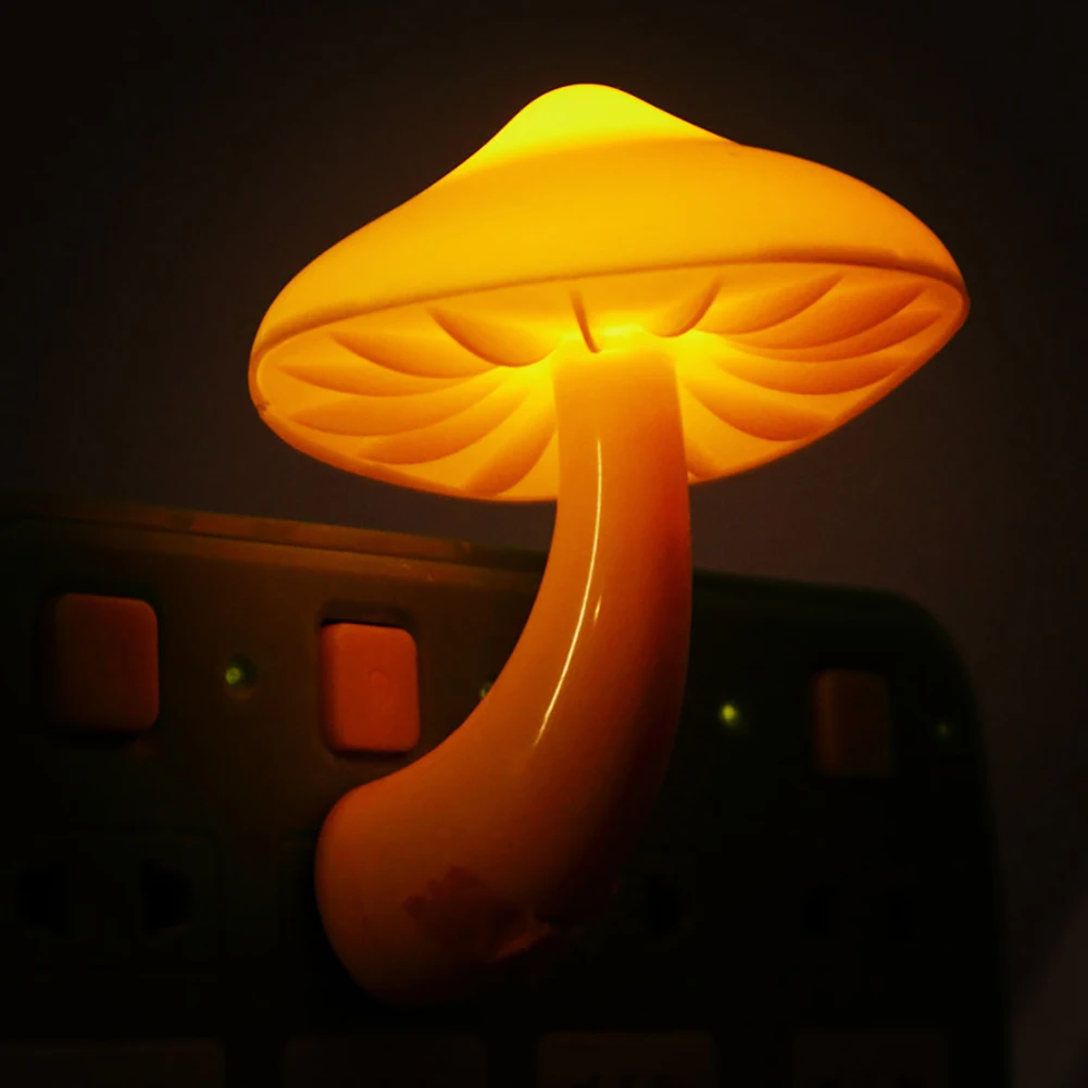 Mushroom Night Light LED Bedside Lamp EU / US Plug 7 Color Changing Light-controlled Sensor for Babyroom Bedroom Home Decor
