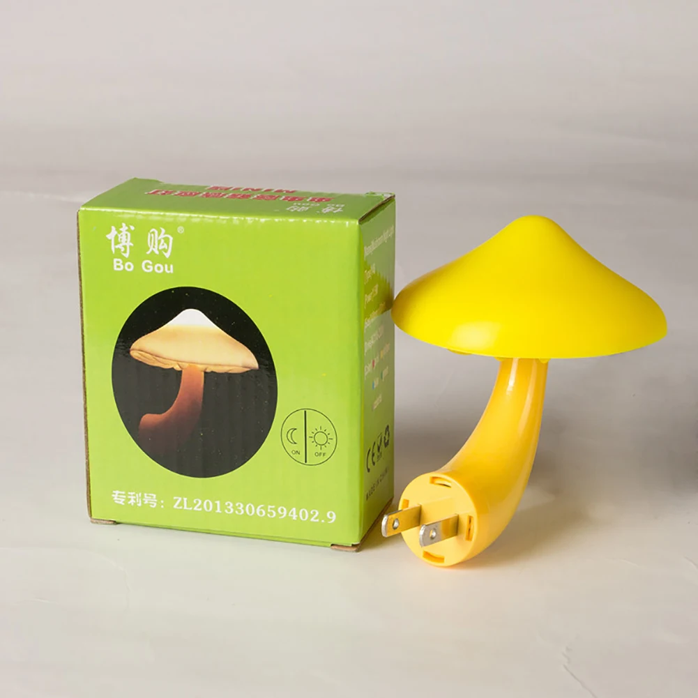 Mushroom Night Light LED Bedside Lamp EU / US Plug 7 Color Changing Light-controlled Sensor for Babyroom Bedroom Home Decor