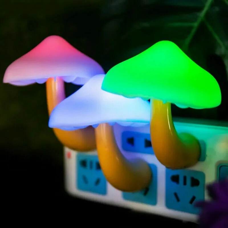 Mushroom LED Night Lights Shape Automatic Sensor Bedroom Decor US Plug Wall Lamps for Kid Children's Room Bedside Mini Lamp Mushroom LED Night Lights Shape Automatic Sensor Bedroom Decor US Plug Wall Lamps for Kid Children's Room Bedside Mini Lamp