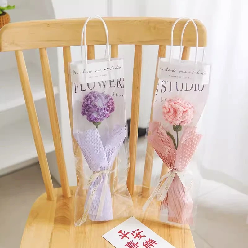 1pc Tulip Crochet Flowers Artificial Woven Flowers Handmade Tulipanes Wedding Gift for Guest Home Decoration Mother's Day Gift