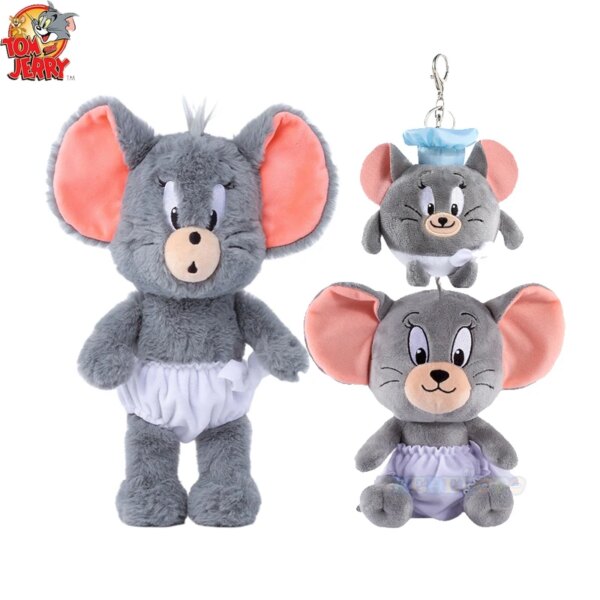25cm New Tuffy Soft Plush Toys with Imitation Rabbit Fur Fabric, Tom and Jerry Plush Dolls, Cute Tom Cat Throw Pillow