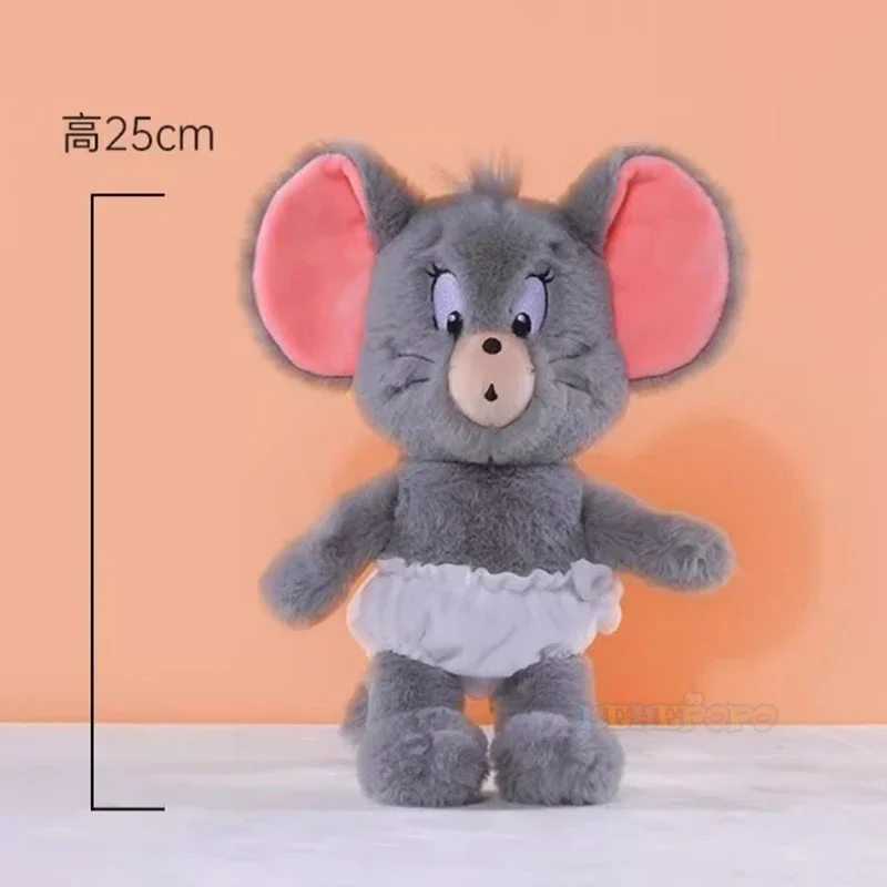 25cm New Tuffy Soft Plush Toys with Imitation Rabbit Fur Fabric, Tom and Jerry Plush Dolls, Cute Tom Cat Throw Pillow
