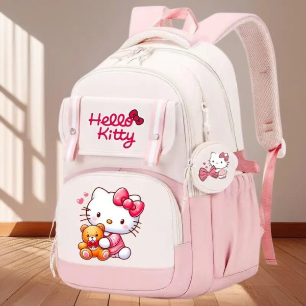 Hello Kitty Large Capacity Backpack Cartoon Daypack Travel Commute Knapsack School bag for Kids Girls Mochila With Coin Purse