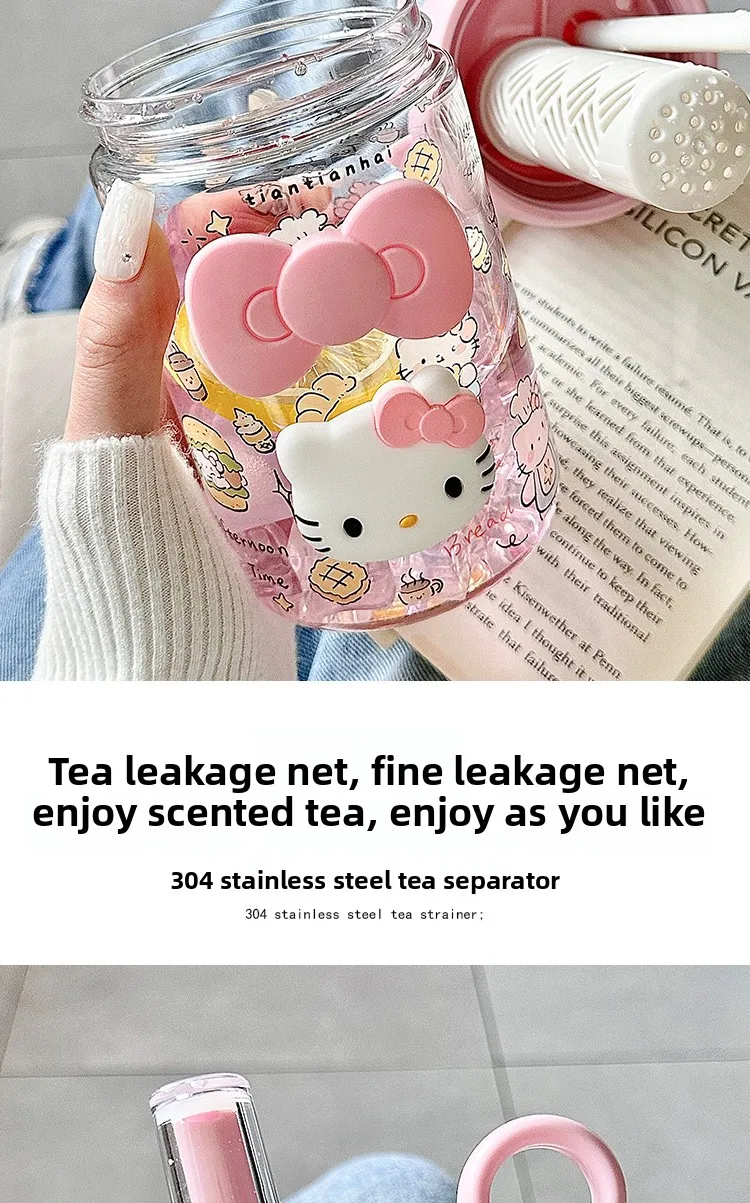 Hello kitty cartoonsummergirls plastic cup cute high appearance straw large capacity student portable sports water cup wholesale